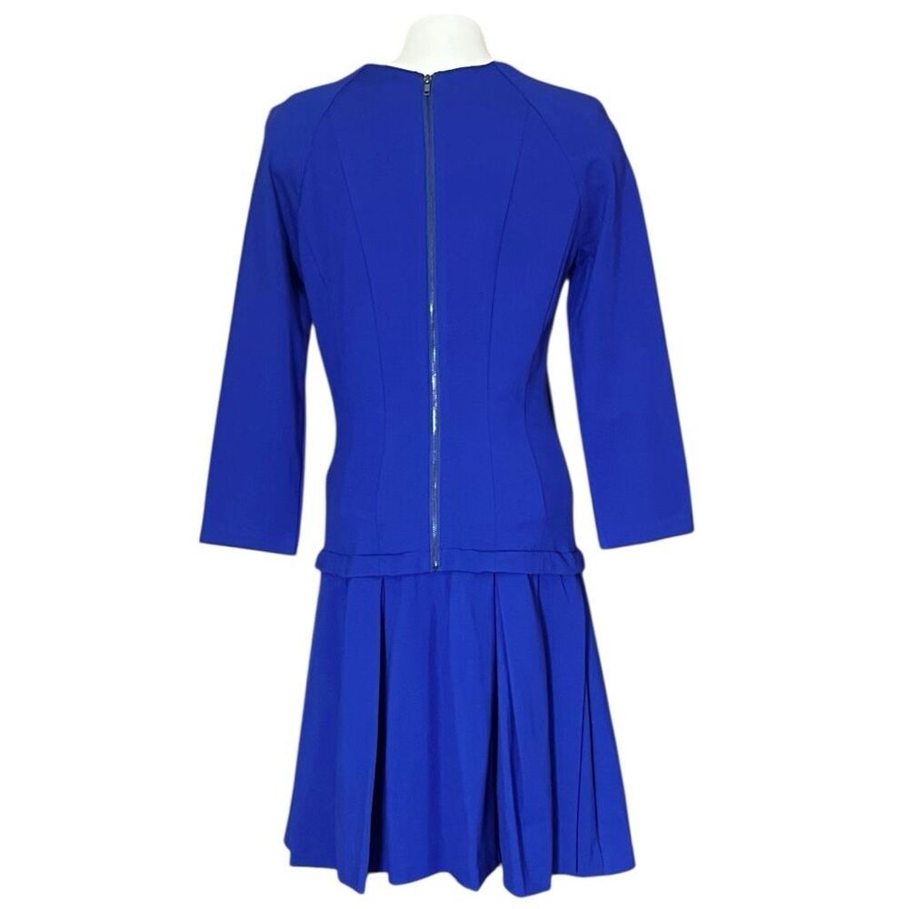 Badgley Mishcka Blue Drop Waist Long Sleeve Dress Sz 12 - Picture 6 of 10